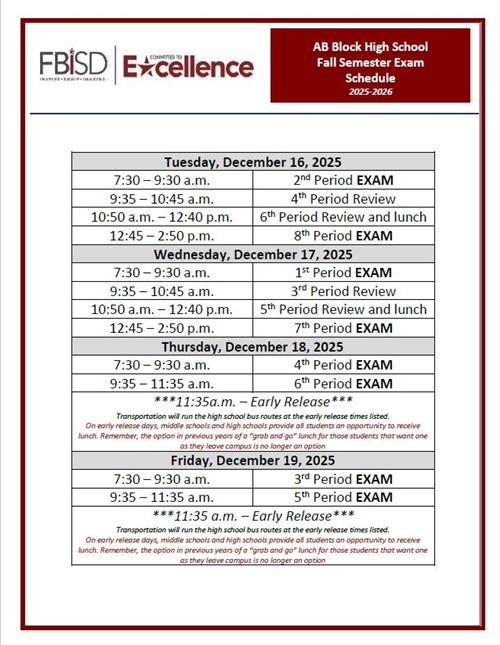 Fall Final Exam Schedule 
